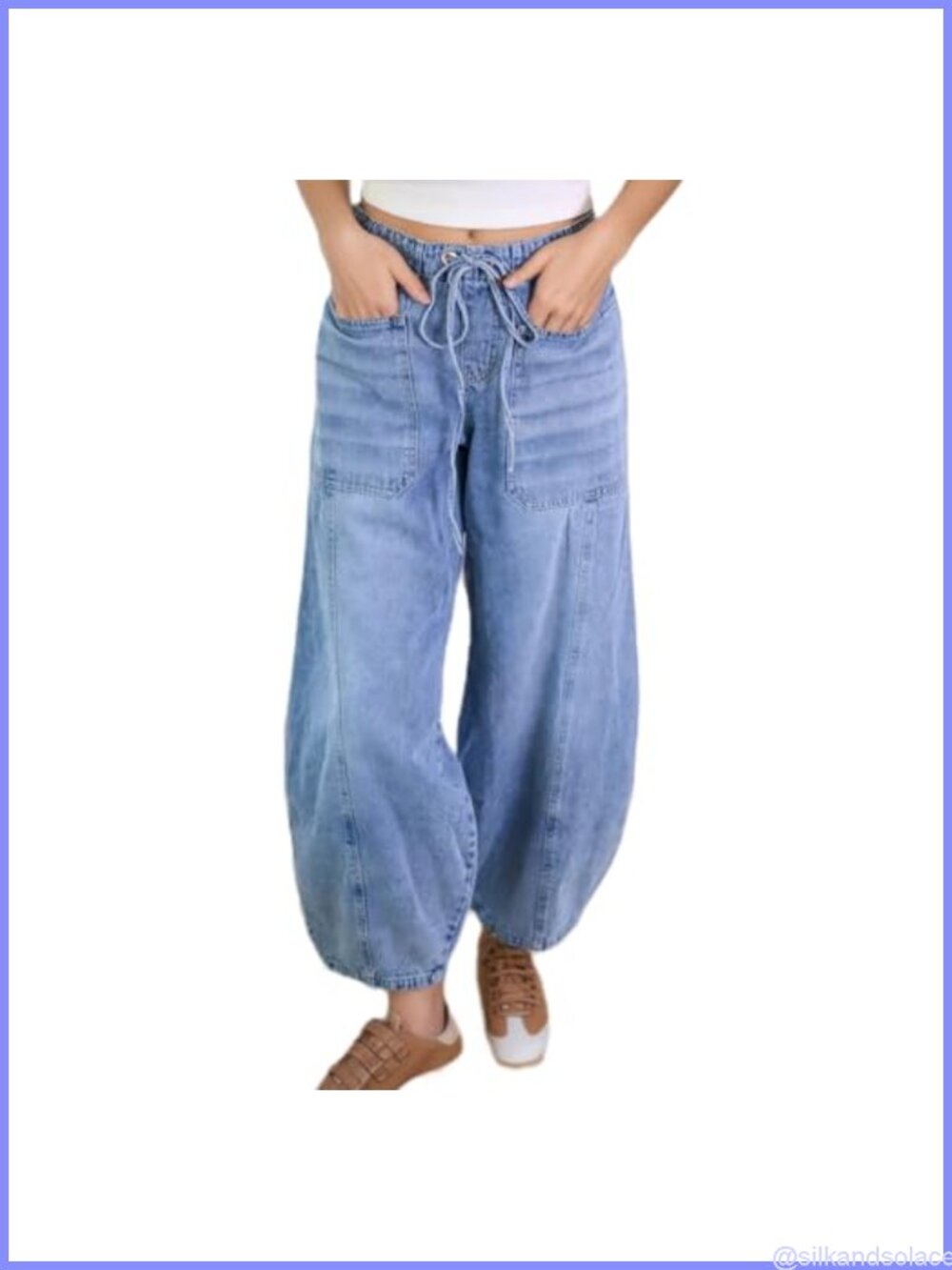 Women's Jean Joggers Cotton Polyester Drawstring Elastic Waist